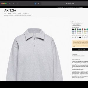 NWOT Aritzia Tna Cozy Fleece Boyfriend Polo Sweatshirt - Heather Chrome